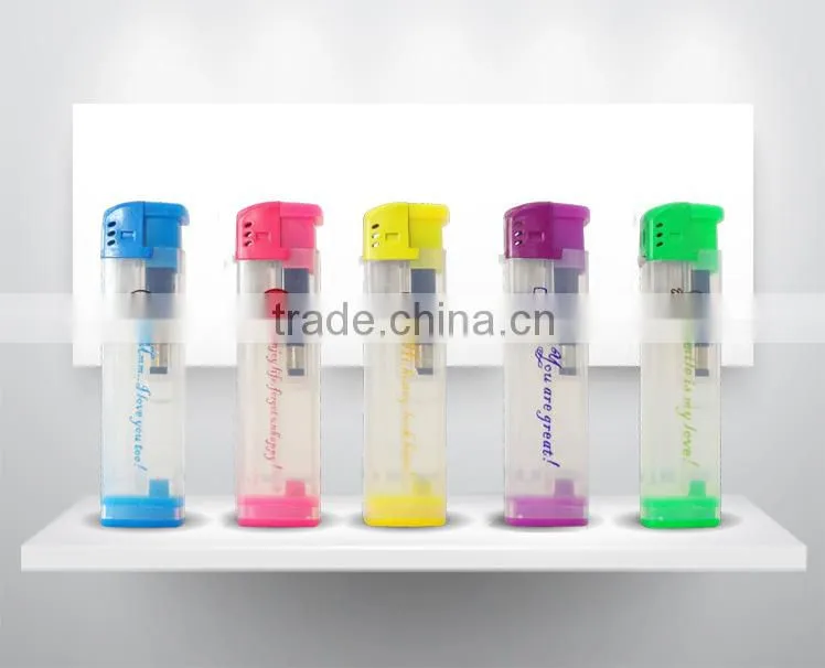 advertising translucent customized logo print cheap electronic lighter refllable piezo lighter
