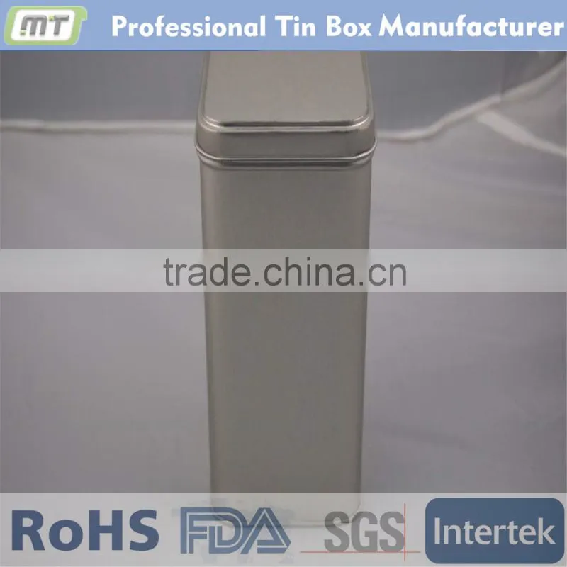 silvery square tea tin wholesale