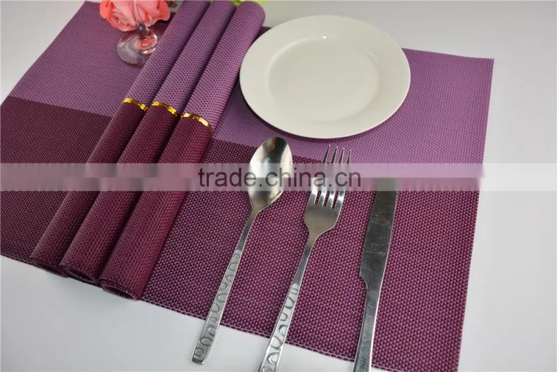 2015 new fashion swallow Gird PVC placemat modern purple plastic square restaurant tableware bowl pad table mat