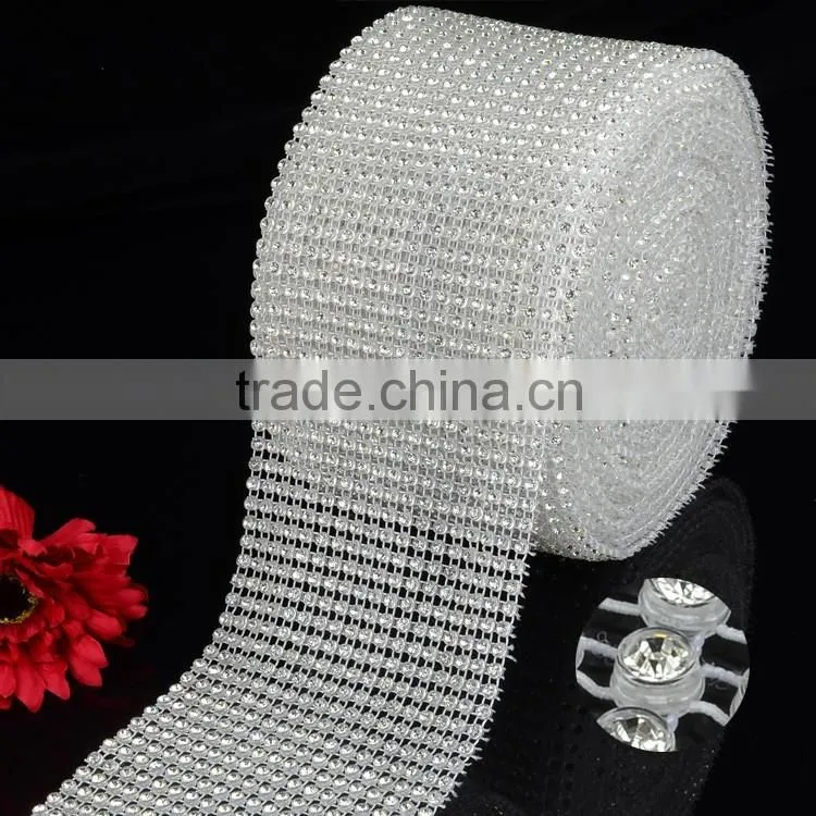 Cheap 24 rows crystal strass roll, elasitc stretch trimming rhinestone roll
