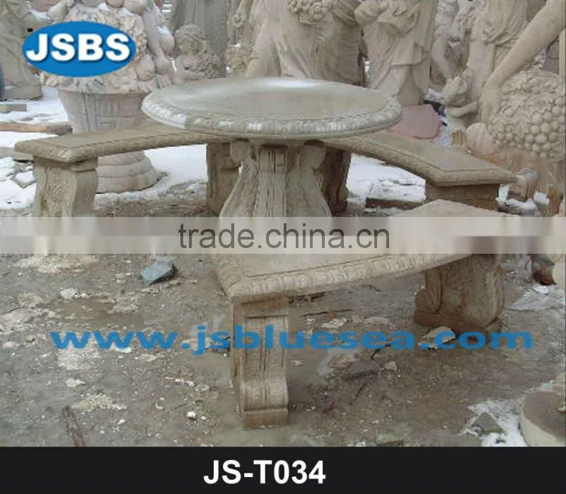 Marble garden pillar bench