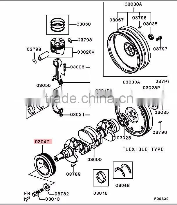 Original Crankshaft Pulley For Mitsubishi Pajero Montero Sport Triton L200 KG4W KH4W KA4T KB4T 4D56 1104A013
