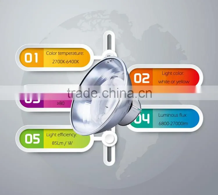 Indoor light fixtures tempered glass induction 200w high bay light factory
