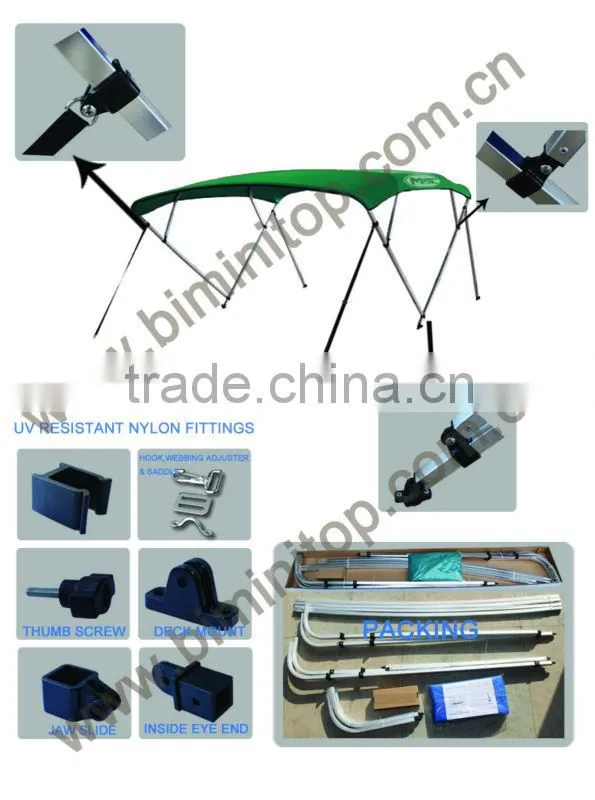 4 bow Aluminum Square Tube bimini top for pontoon boat