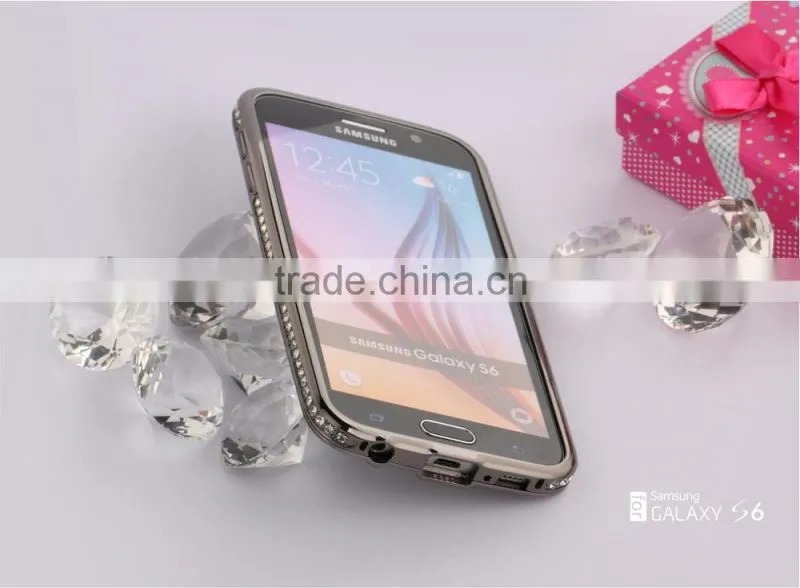 SHENGO High Quality Metal Crystal Phone Bumper Case for Samsung Galaxy S6
