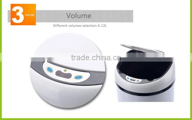 12L abs waste bins, easy to set up plastic indoor trash cans
