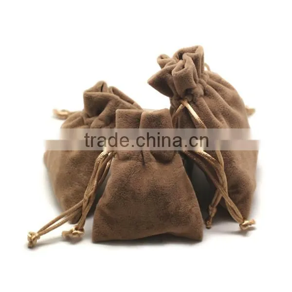 Chinese Custom Logo Printed Brown Velvet Pouch