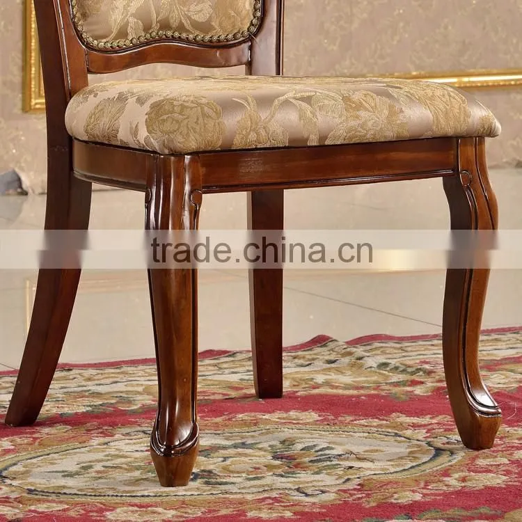 Home commonly used table chairs set wood frame fabric side chairs