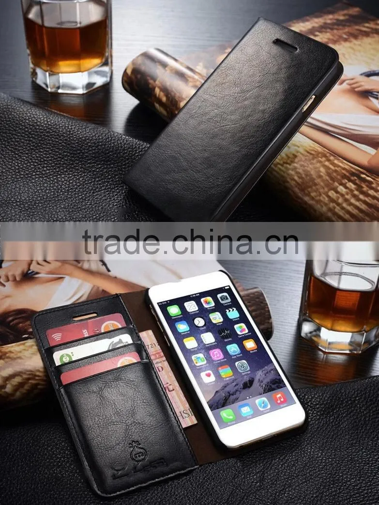 Slim origina leather card slot case wallet case cover for iphone samsung s6 core
