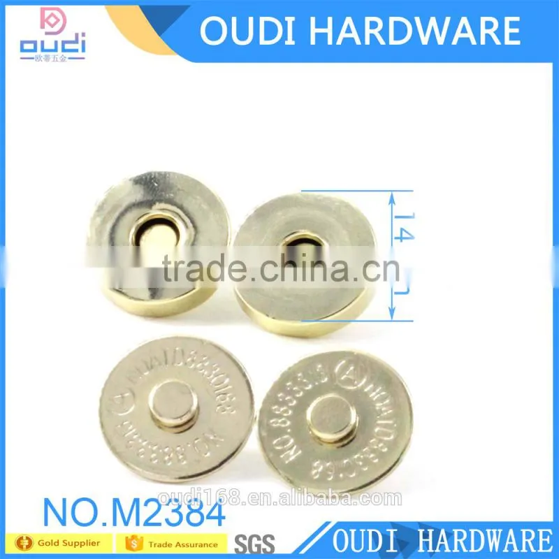 Cheaper Price Shiny Light Gold Snap Button Bag Accessories 14mm Magnetic Button
