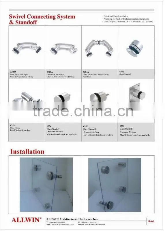 stainless steel Back plate Glass standoff