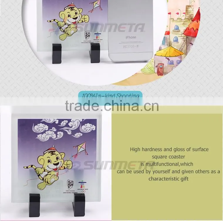 Sunmeta factory directly blank sublimation Square glass coaster BL-17A