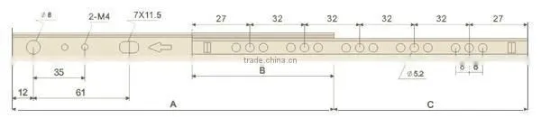 17mm Double Side Travel Mini Ball Bearing Drawer Slides
