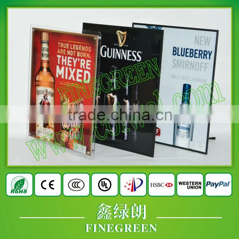 2014 newest led flashing box/acrylic frames led flashing box/0.8mm thickness led lighting box