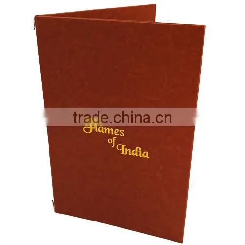 Custom Design Restaurant Menu Holder, PU Leather Cover Drink Menu Book/leather file folder