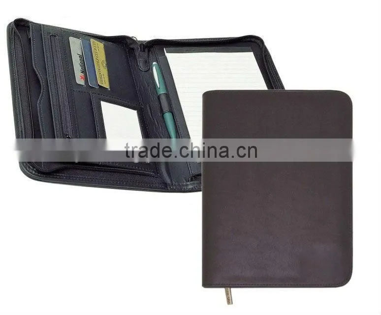 Custom Leather Cover Multi-pocket File Folder With Flap