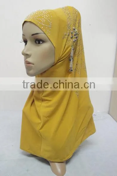 H283 new style one piece hijab with handmade chains and beadings