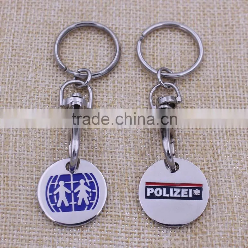 Wholesale Custom coin key ring trolley token metal holder