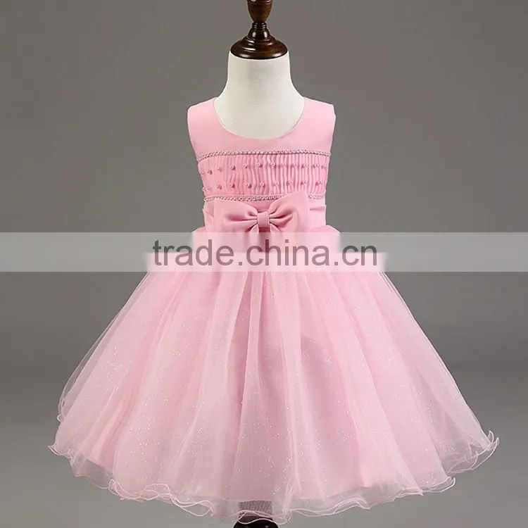 Lastest wholesale korean fashion girl style pink chiffon kids party wear dresses TR-WS32