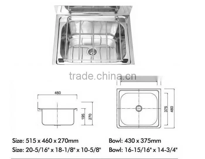 SUS304 wallmounted stainless steel sink hand wash