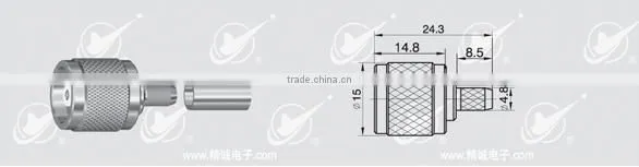 RPTNC male thread with female pin crimp for 3D-FB cable