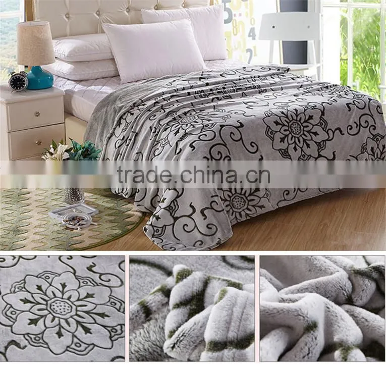 Printed in back with cut flowers coral fleece blanket