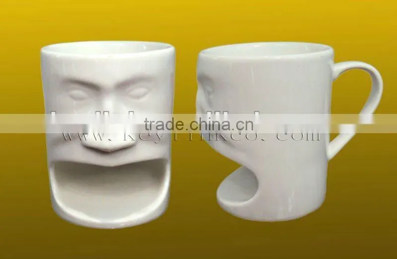 face shape durable porcelain biscuit mug