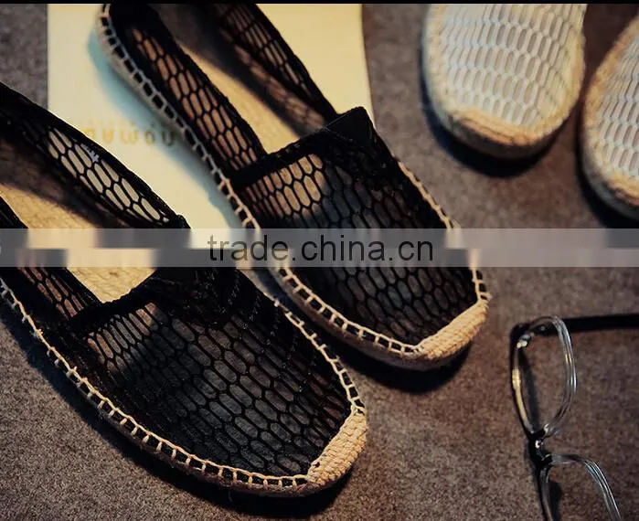 Men Canvas mesh Slip-On Espadrille Casual Shoes With Jute Sole