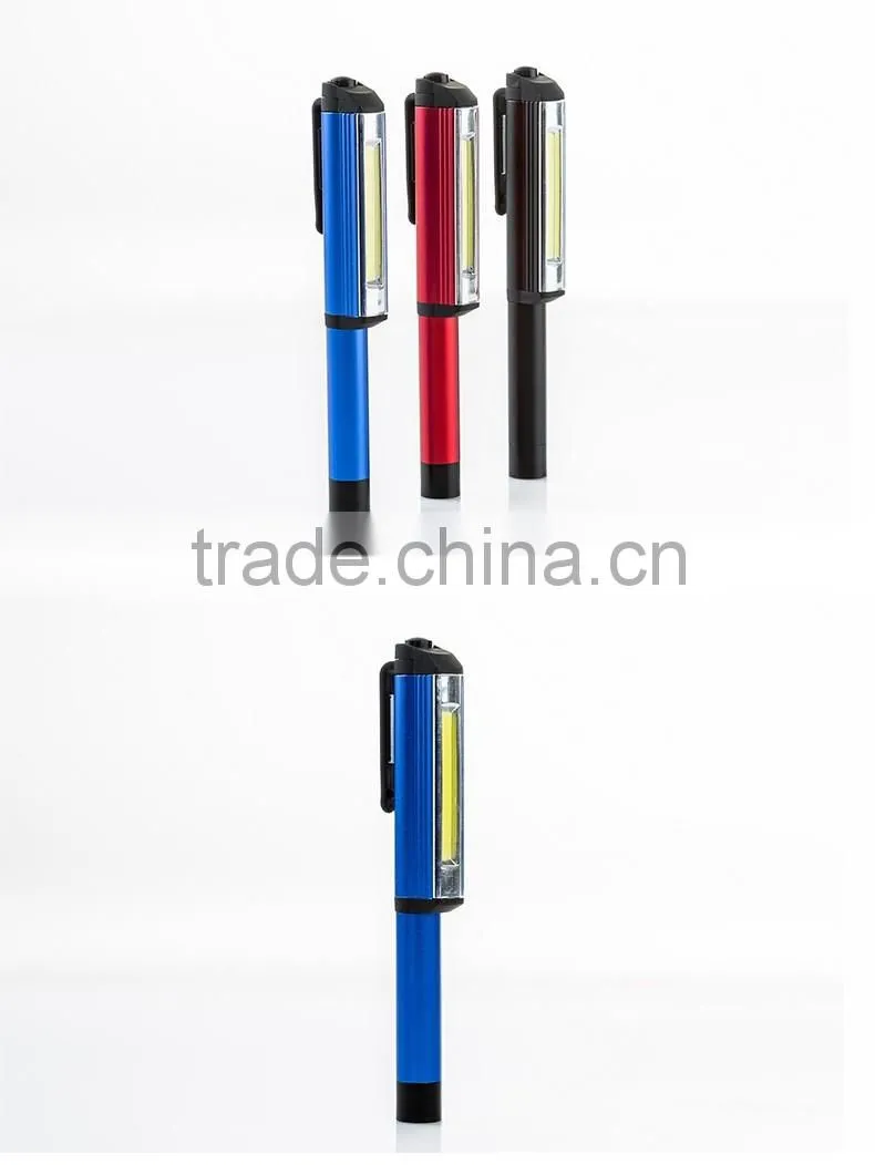 Hot mini pen flashlight Aluminum waterproof with pen holder can be placed pocket