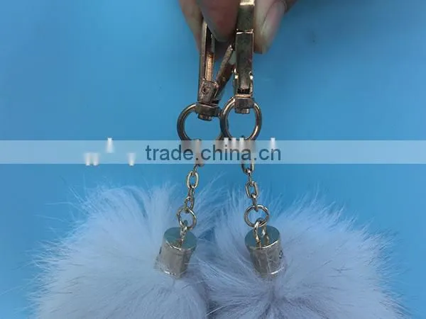 Genuine fox tail fur blue fox tail keychain for bag and garments