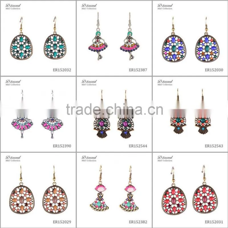 Yiwu Wholesale Jewelry Factory Fashion Ethnic Bohemian Beaded Acrylic Drop Earrings Piercing Tassels Dangle Earrings