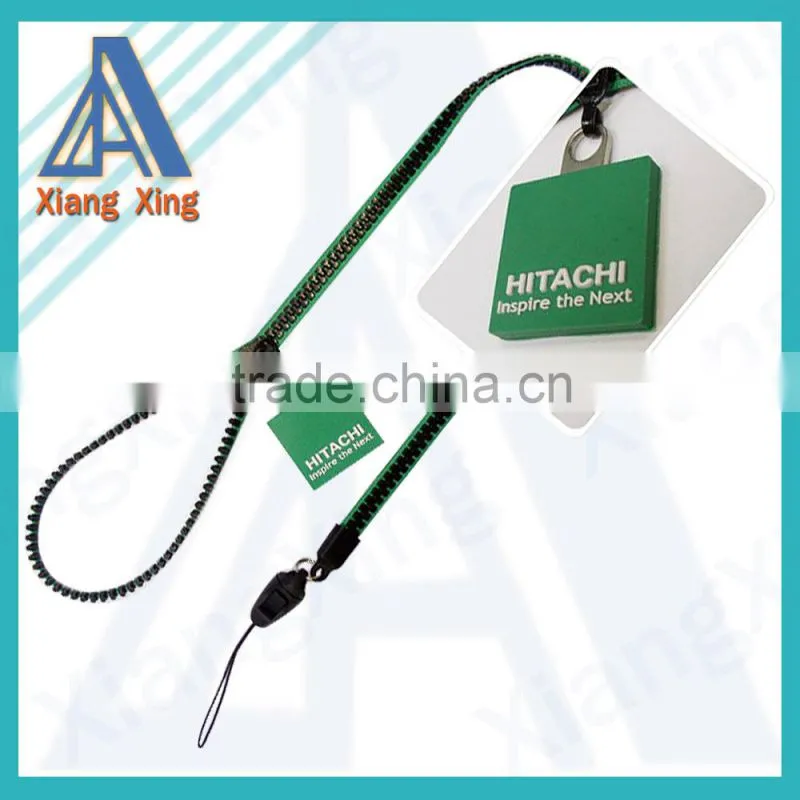 2015 Free sample one color / two colors zipper lanyard for phone holder