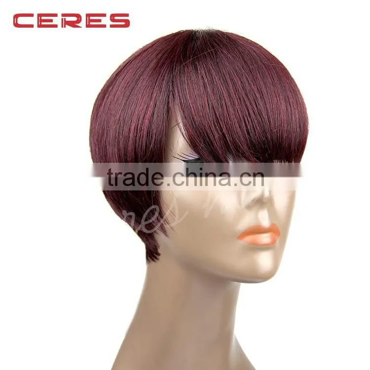 Free Shipping Custom made popular color 99J silky straight glueless wig silk top remy brazilian human hair full lace wig
