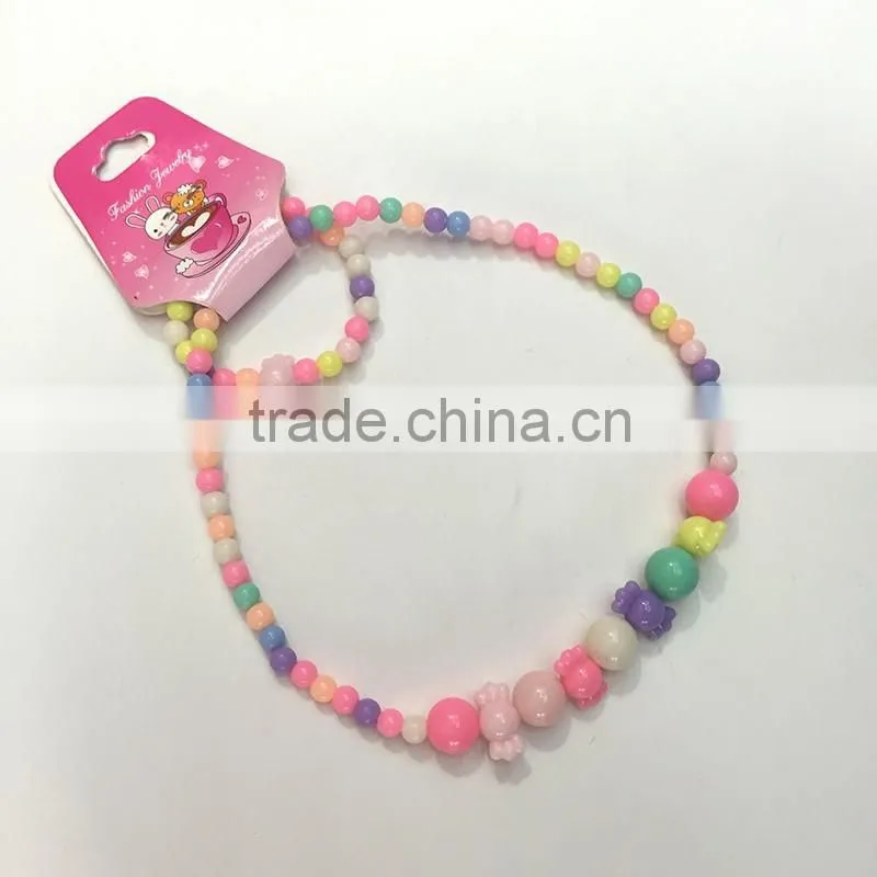 Eco-friendly fashion children jewelry set kids beaded necklace and bracelet