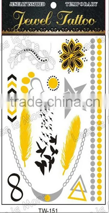 Popular metallic temporary gold foil body tatoo