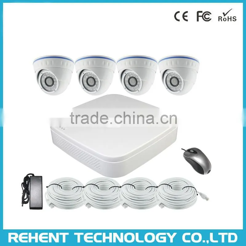 1.3MP Dome Infrared Night Vision IP Camera 960p 4ch Indoor P2P POE NVR Kit