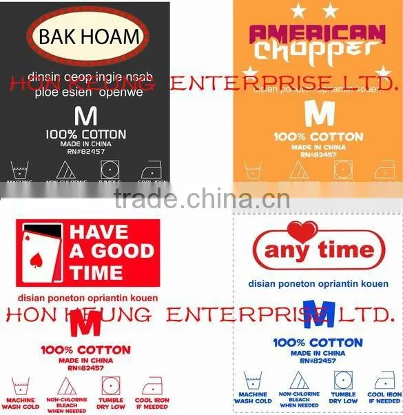 Washable iron on transfer paper, care label heat transfer papers