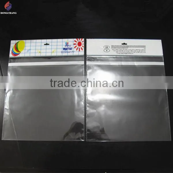 Custom plastic opp bag with printed header and permanent tape for balloon packaging