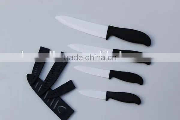 Extremely Sharp 3pcs Ceramic assorted Kitchen knife set with a peeler in plastic acrylic stand