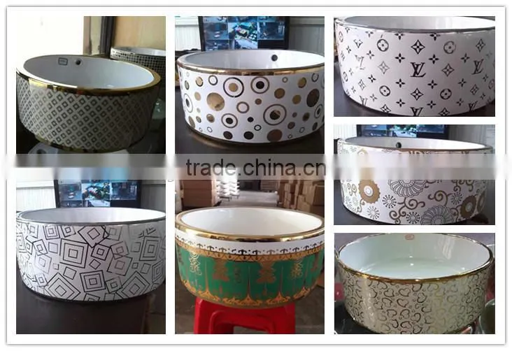 hot sale in alibaba ceramic golden color wash basin