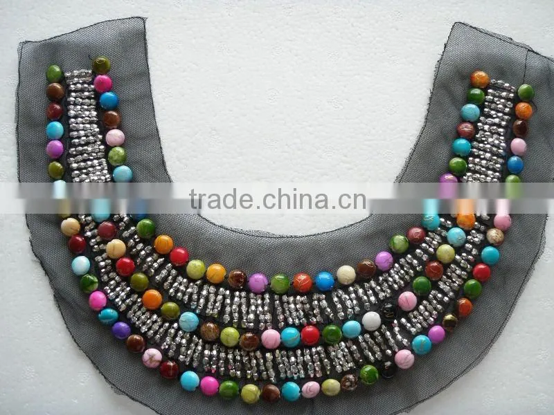 2013 latest beaded collar rhinestone trimming rhinestone badge rhinestone collar motif