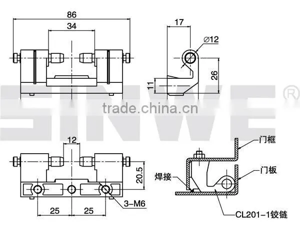 zinc alloy heavy hinges for industrial cabinet case