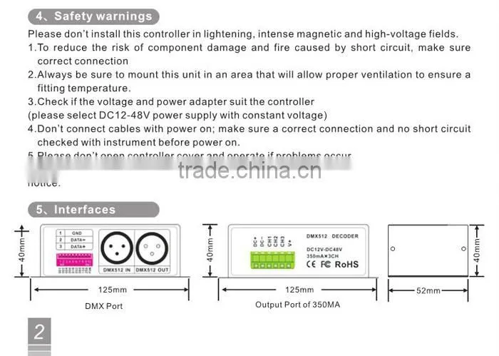 DC12-48V 3channels 700MA dmx512 constant current led rgb dmx decoder dmx to spi decoder