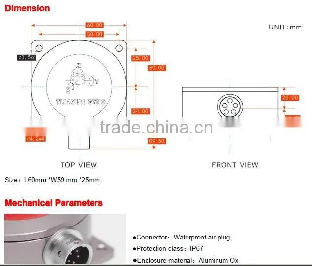 TL628D Industry Grade Dual axis Gyroscope Sensor With Analog Output(4-20mA) Supplied by Shenzhen Manufacturer