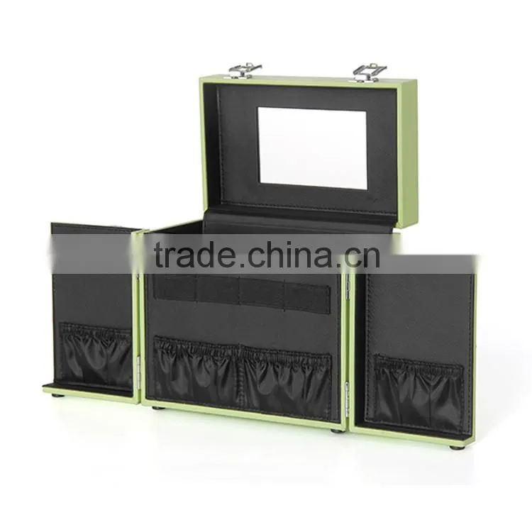 Wholesale Portable PVC Leather Empty Cosmetic Case Makeup Vanity Box With Mirror
