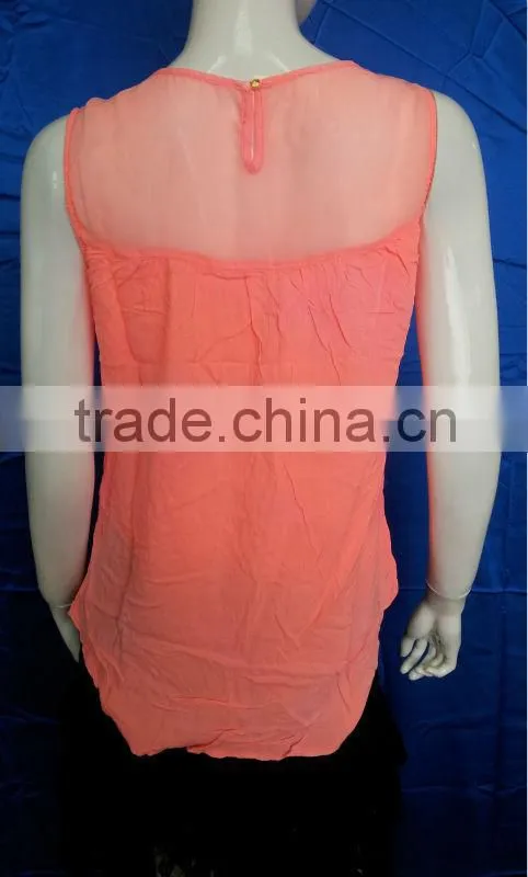 Sleeveless Round Neck Ladies Fashion Tops and Blouses