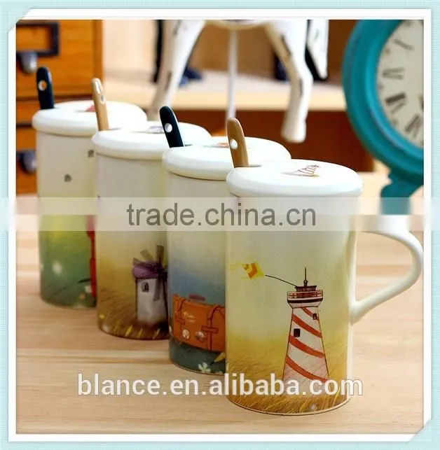 ceramic rustic mug with windmill design rustic logo mug