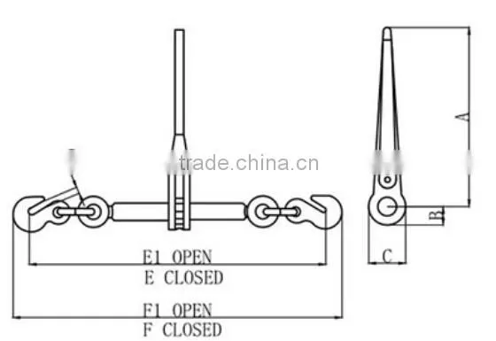 US Standard Ratchet Type Load Binder with Chain