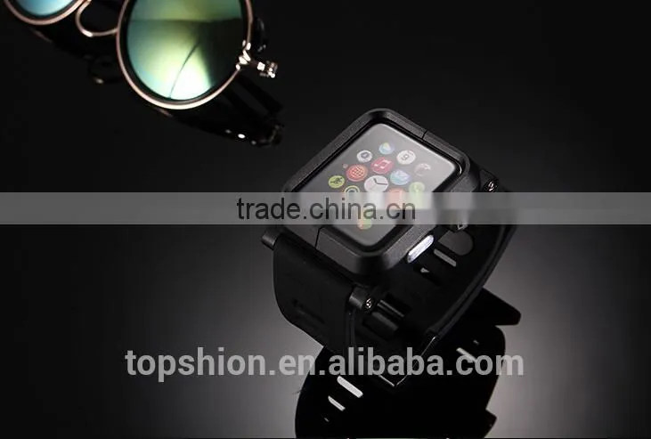 2016 hot new products for Apple watch silicone band wristband strap with aluminum metal case cover