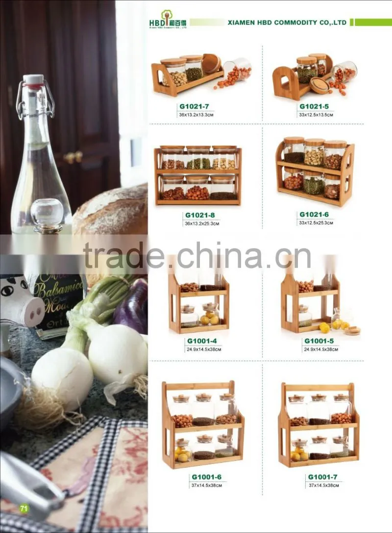2016 high quality eco-friendly glass jars with rack wholesale